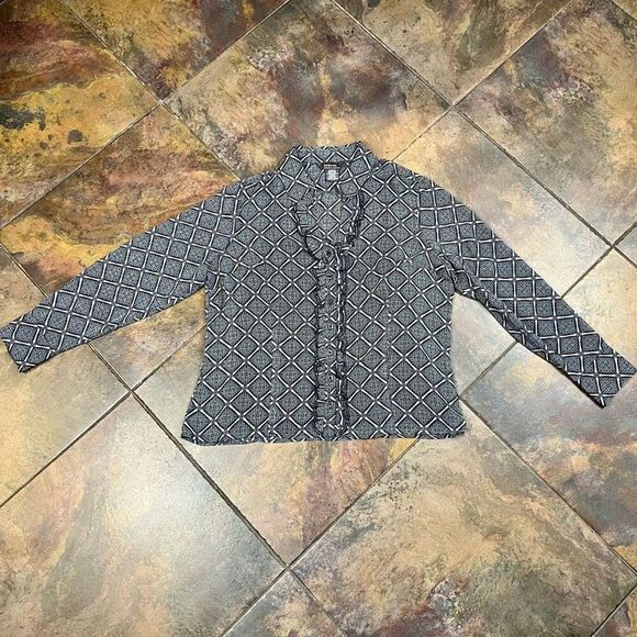 George Me By Mark Eisen Plaid Ruffle Button Down Blouse XL - Picture 5 of 12